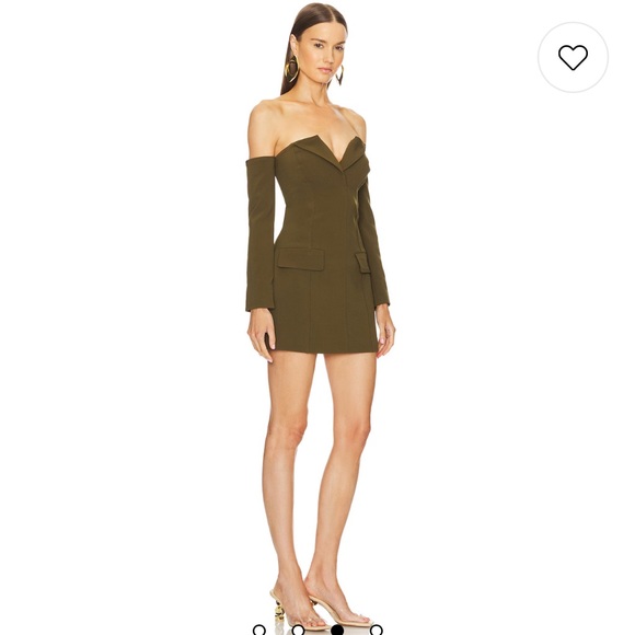 Cult Gaia Khaki Off-Shoulder Mini Dress - Picture 4 of 11